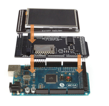 [Discontinued] SainSmart MEGA2560+2.4" LCD Touch Panel SD Card Slot + Shield Kit For Arduino