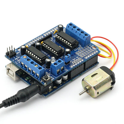 [Discontinued] UNO + Proto Shield(with Breadboard Jump Wires) + L293D Motor Drive Shield