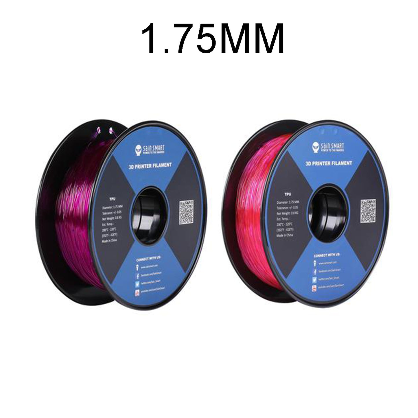 [Discontinued] Pink/Purple, Flexible TPU Filament, 1.75mm 0.8kg/1.76lb