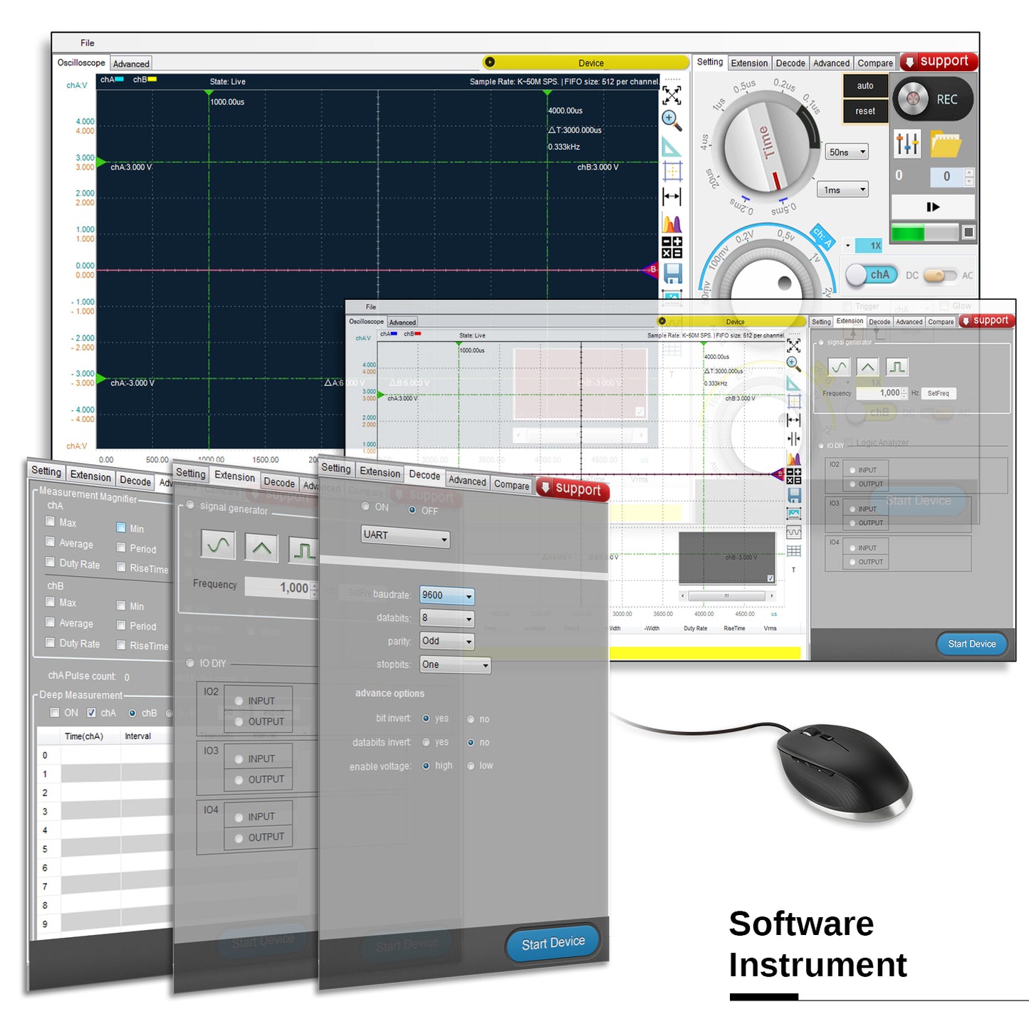 [Discontinued] SainSmart DS482i 2 Channels Virtual PC/Mobile Oscilloscope