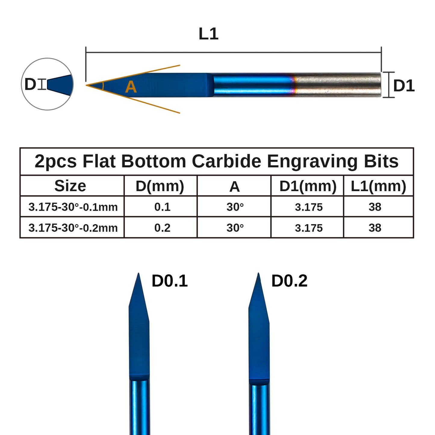 [Discontinued] EM10A, 1/8" Shank, Micro-Cutting Diameter End Mills Bit Set, 10-PCS