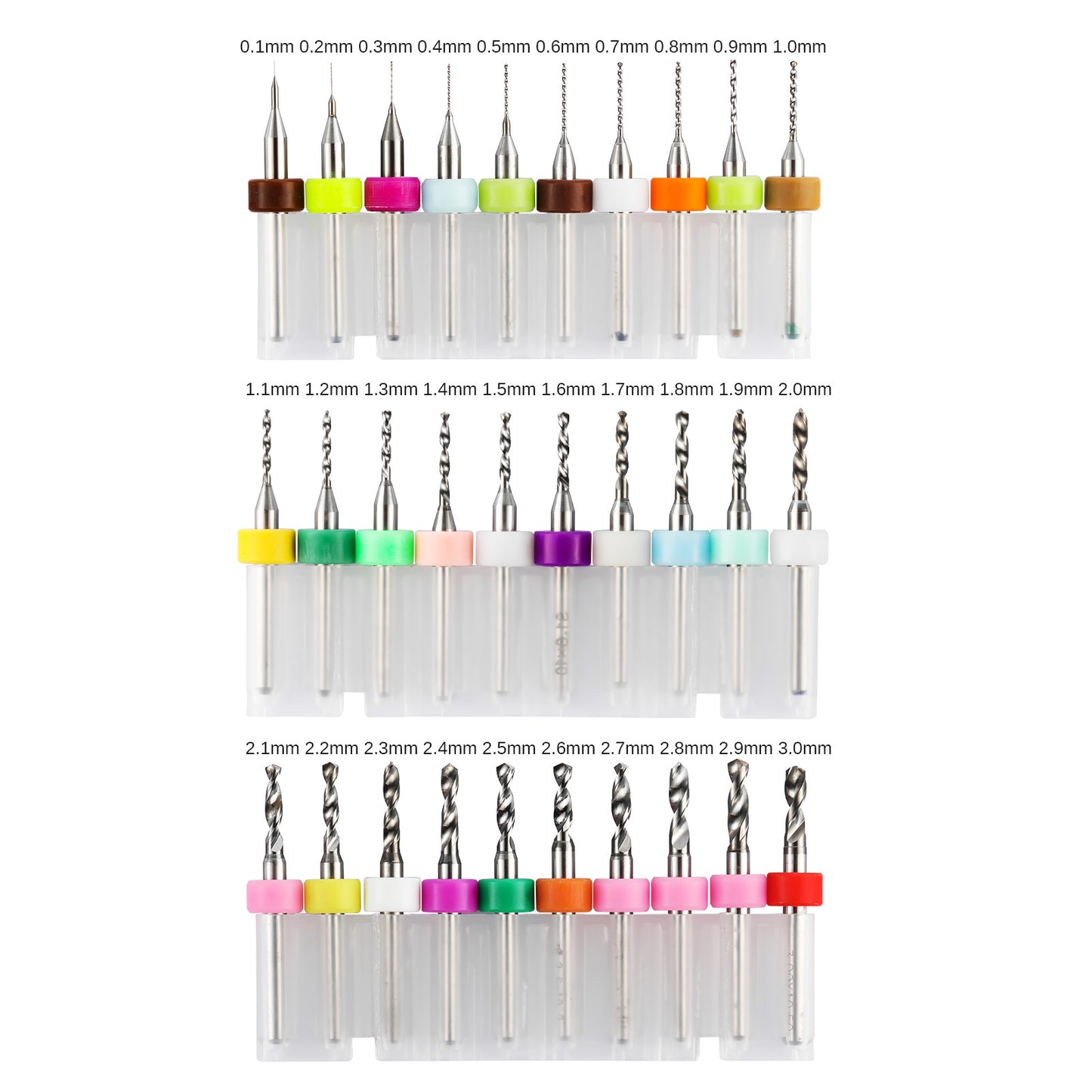 PD30A, 1/8" Shank, PCB Drill Bits Set, 0.1mm-3.0mm, 30pcs