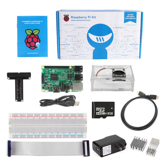 [Discontinued] SainSmart Raspberry Pi 3 Ultimate Kit : Case with Fan + 8GB SD + Breadboard + HDMI + 40 Pins GPIO +Aluminium Heatsink