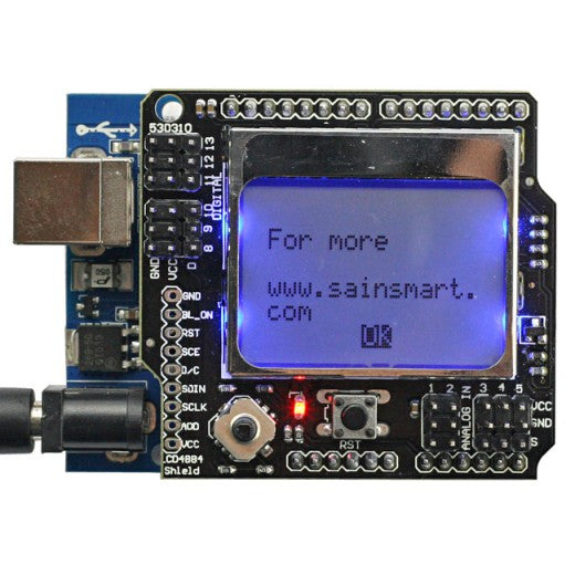 SainSmart Arduino UNO + SainSmart Graphic LCD4884 Shield – SainSmart.com