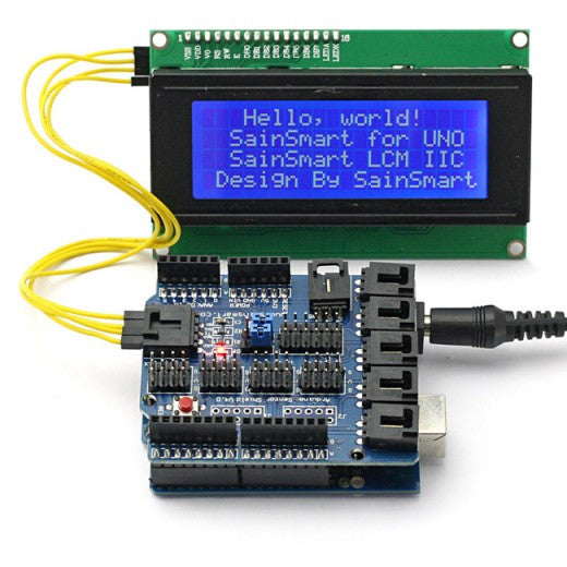 [Discontinued] SainSmart UNO +Sensor Shield V4 Module + LCD2004 for Arduino UNO MEGA R3 ATMEL AVR