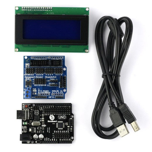 [Discontinued] SainSmart UNO R3 Improved Version+IIC LCD2004+Sensor Shield V5 for Arduino UNO R3 Duemilanove Nano Robot