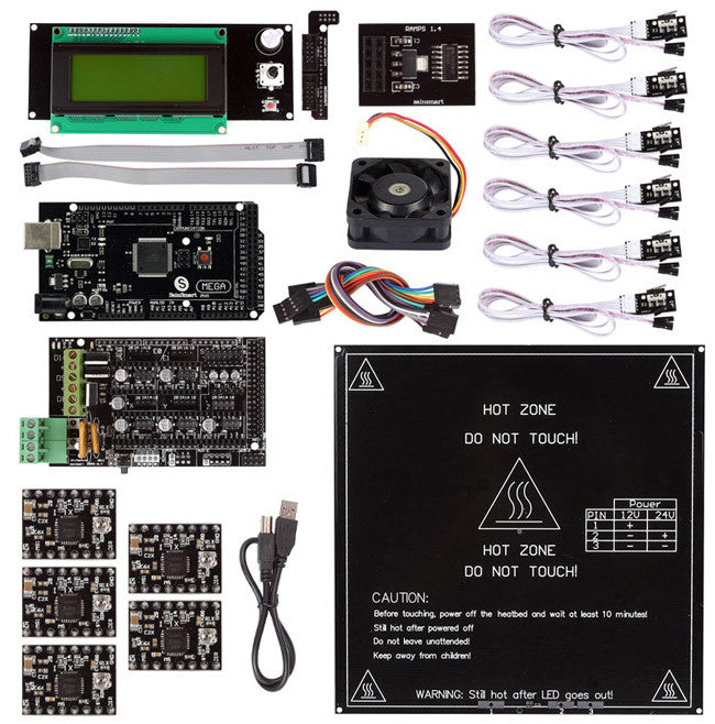 [Discontinued] SainSmart Ramps 1.4 + A4988 + Mega2560 R3 + Endstop + Cooler Fan Kit For RepRap 3D Printer