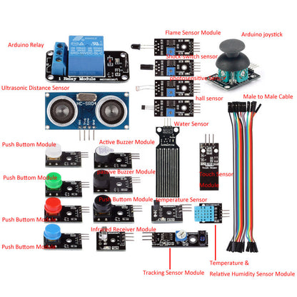 [Discontinued] 20 in 1 Sensor Modules Kit for Arduino ( Work with All Arduino Boards)