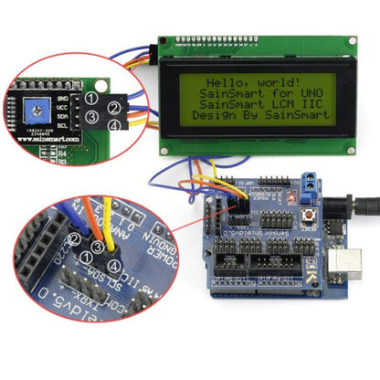 [Discontinued] SainSmart UNO + Sensor V5 + LCD2004 Yellow for Arduino UNO MEGA R3 Mega2560 Duemilanove Nano Robot