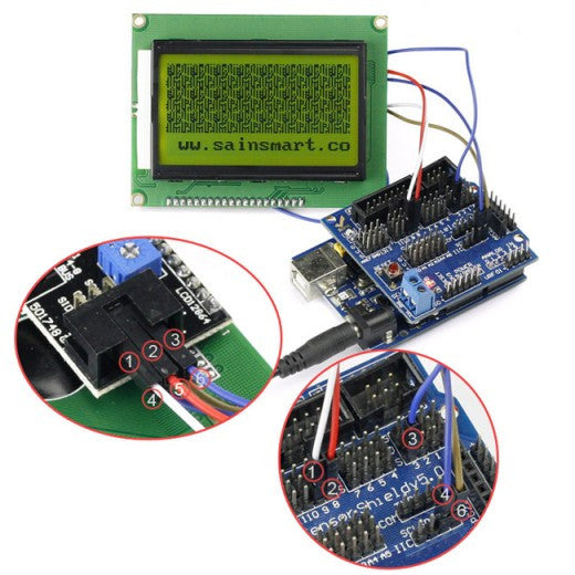 [Discontinued] SainSmart UNO + Sensor V5 + LCD12864 Yellow for Arduino UNO MEGA R3 Mega2560 Duemilanove Nano Robot