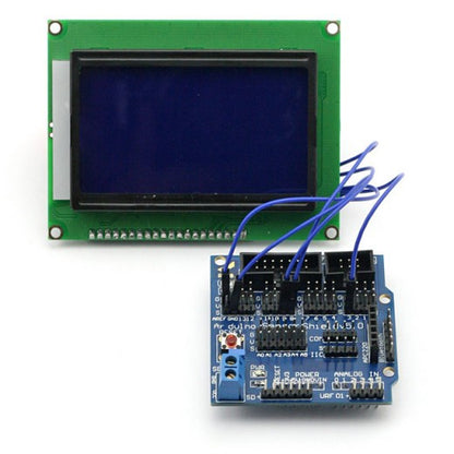 [Discontinued] SainSmart 12864 Graphic Blue LCD + Sensor Shield V5 for Arduino UNO MEGA R3 ATMEL AVR