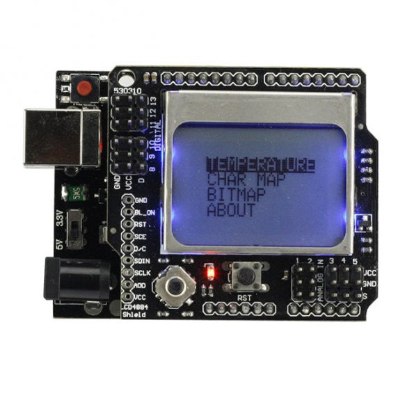 [Discontinued] SainSmart UNO R3 Improved Version +SainSmart Graphic LCD4884 Shield For Arduino