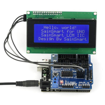 [Discontinued] SainSmart UNO R3 Improved Version+IIC LCD2004+Sensor Shield V5 for Arduino UNO R3 Duemilanove Nano Robot