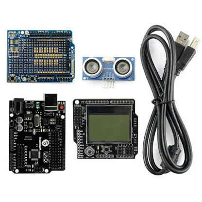 [Discontinued] SainSmart UNO R3+ SainSmart Graphic LCD4884 Shield + SainSmart Prototype Shield + HC-SR04, Ultrasonic, Distance Sensor