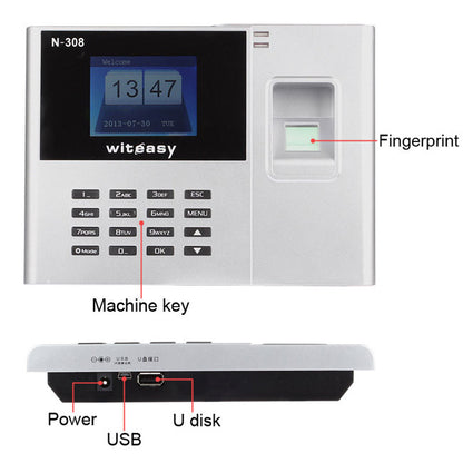 [Discontinued] N-308 2.8" TFT Biometric Fingerprint Attendance Time Clock Employee Payroll Recorder