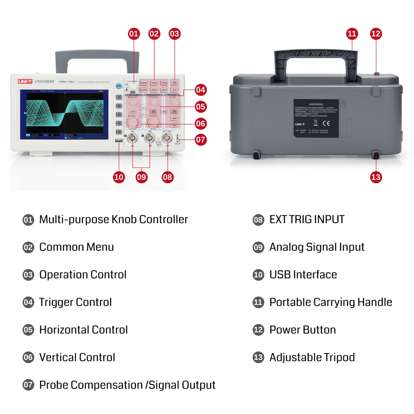 [Discontinued] [Open Box] UNI-T UTD2102CEX Dual Channel Digital Storage Oscilloscope