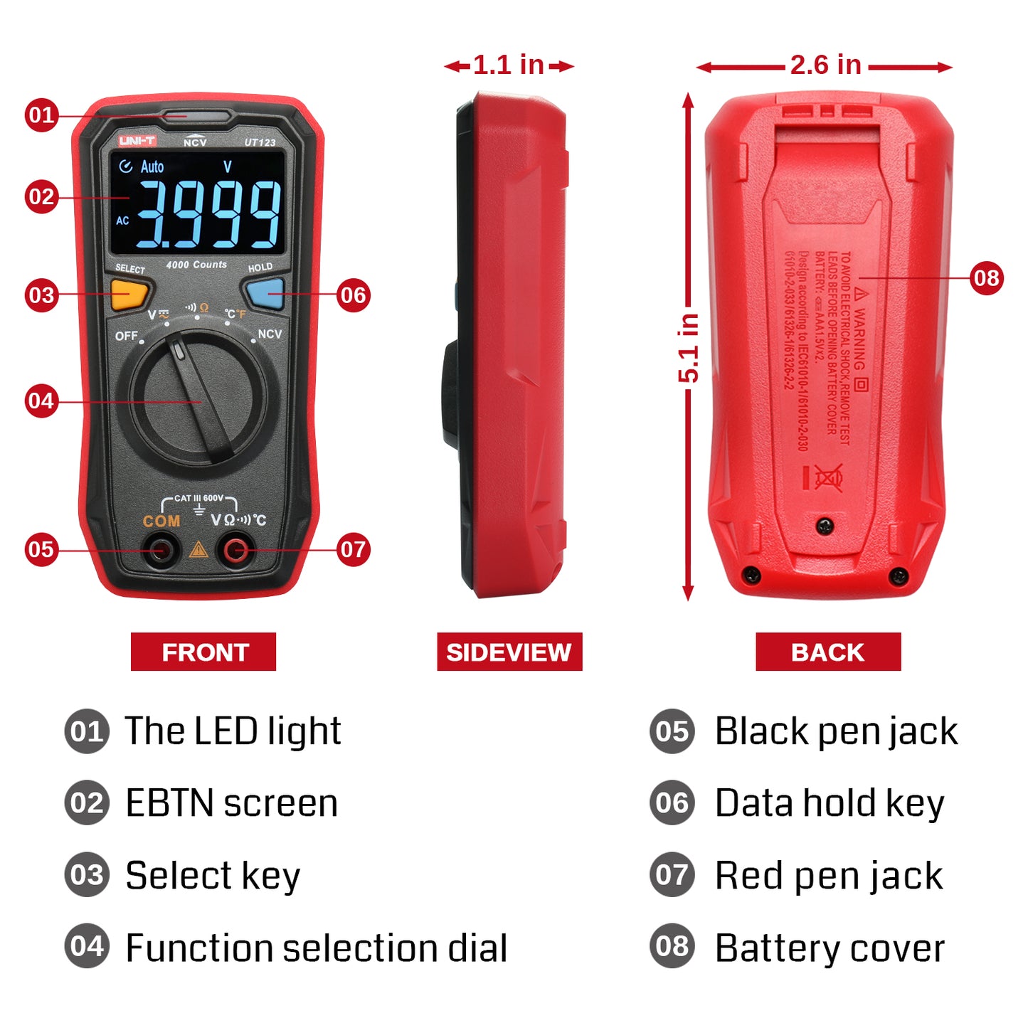 [Discontinued] [Open Box] UNI-T UT123 Auto-Ranging Digital Multimeter