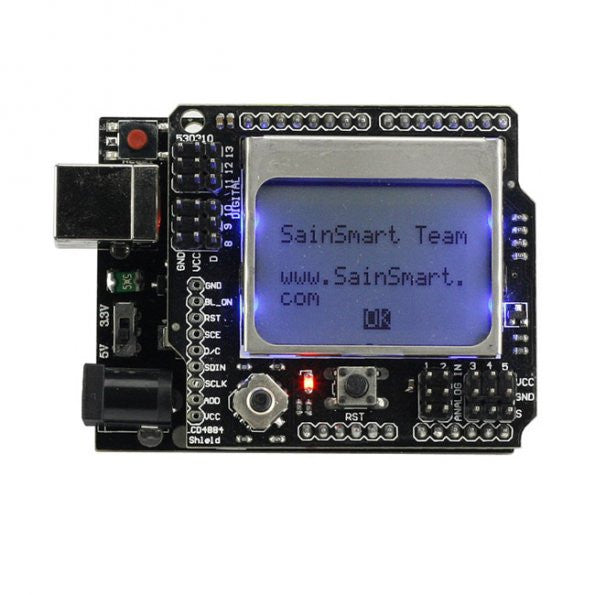 [Discontinued] SainSmart UNO R3 Improved Version +SainSmart Graphic LCD4884 Shield For Arduino