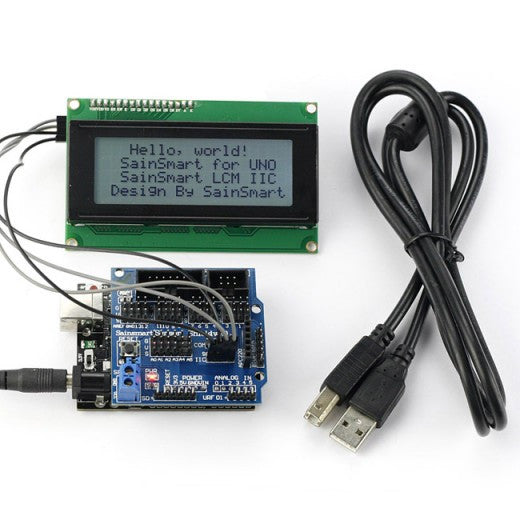 [Discontinued] SainSmart UNO R3+ Sensor V5 + LCD2004 White for Arduino UNO MEGA R3 Mega2560 Duemilanove Nano Robot