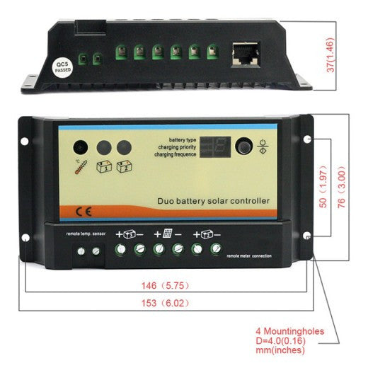 [Discontinued] Solar Regulator 12-15A 12/24V, Remote Meter LCD Display