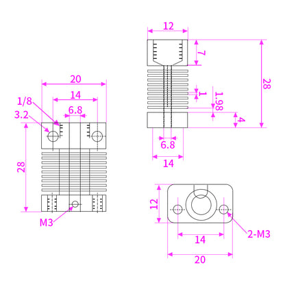 [Discontinued] SainSmart Assembled All-Metal Extruder Hotend with PTFE Tubing Kit 24V, 40W for 1.75 mm Filament with 0.4 mm Nozzle