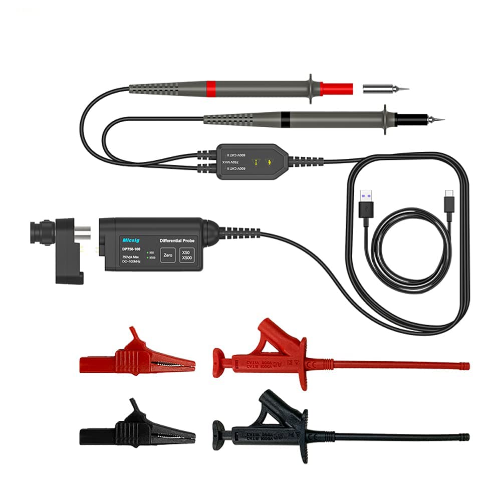 Micsig DP750-100 High Voltage Differential Probe 750V 100MHz 3.5ns Rise Time 50X/500X Attenuation Rate