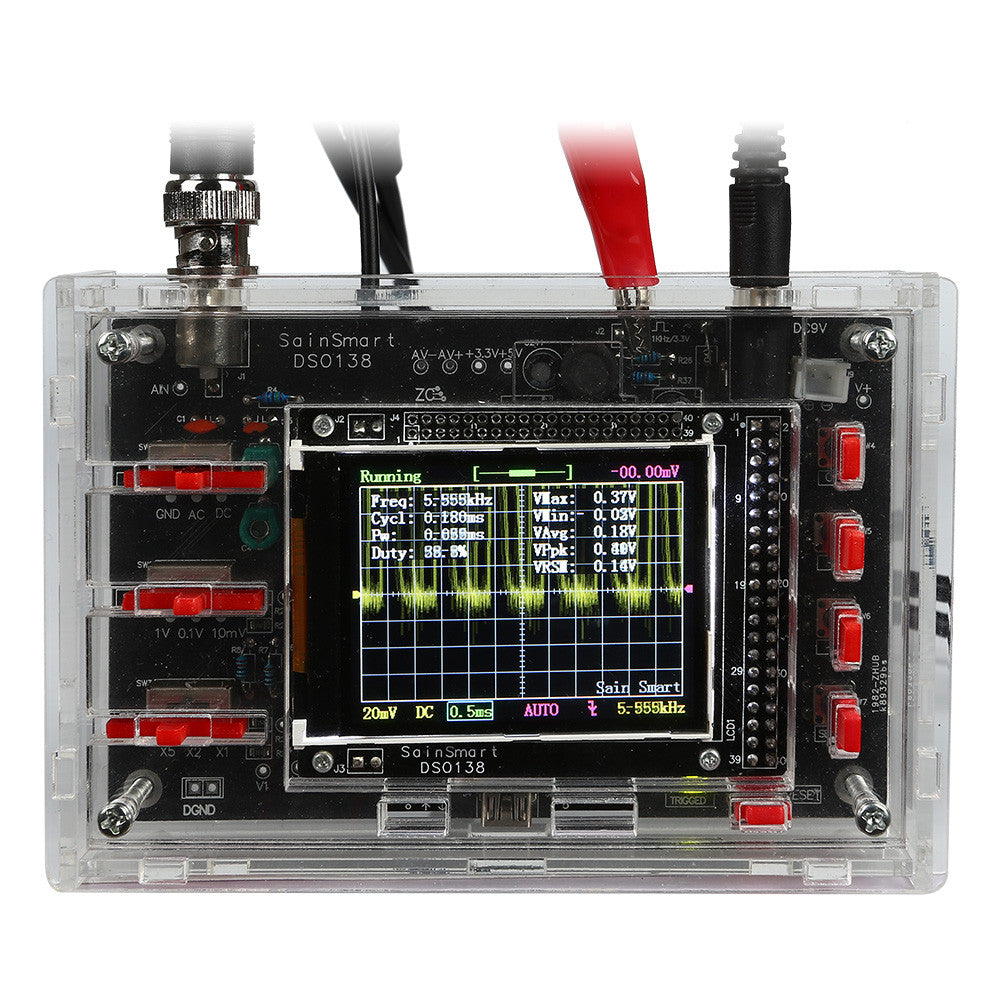 [Discontinued] SainSmart DSO138 2.4" TFT Digital Oscilloscope Kit DIY parts ( 1Msps ) with probe + Acrylic DIY Case