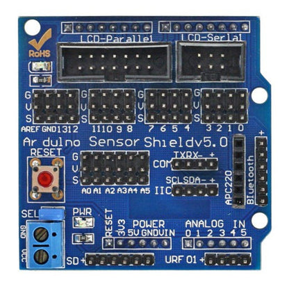 [Discontinued] SainSmart 12864 Graphic Blue LCD + Sensor Shield V5 for Arduino UNO MEGA R3 ATMEL AVR