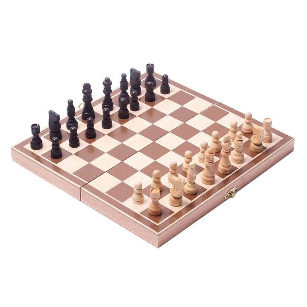 [Discontinued] SainSmart Jr. Sparkle Wooden Chess with Board Storage and Foldable Board White Christmas gift