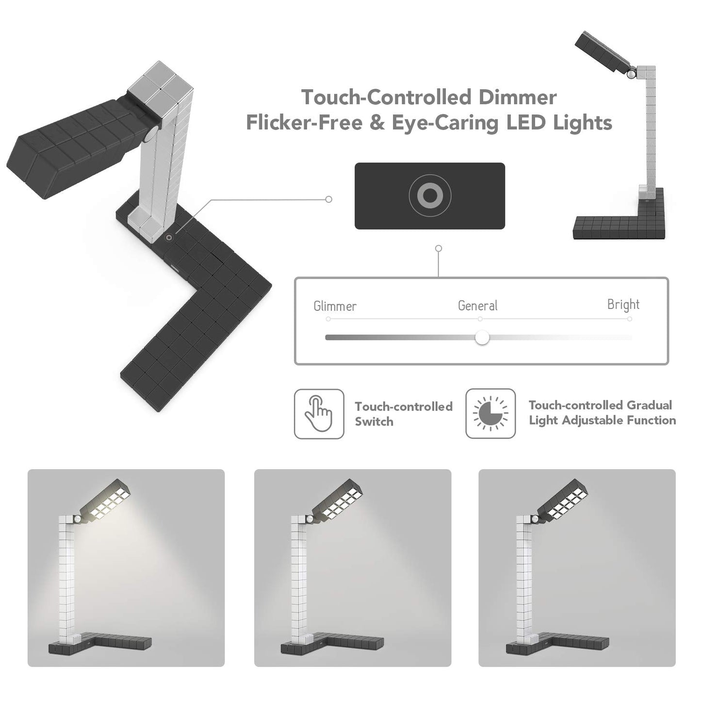 [Discontinued] Modular LED Desk Lamp Gradual Dimmable STEM Learning Table Light Black