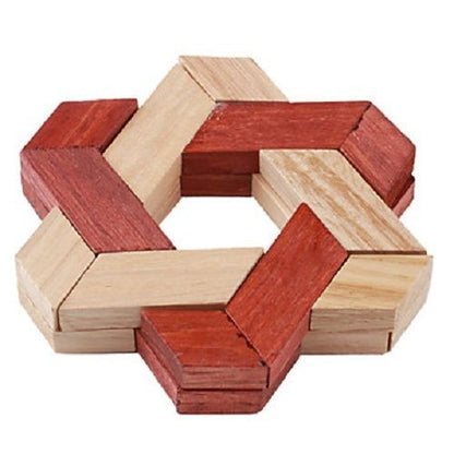 [Discontinued] SainSmart Jr. Wooden Educational Triangle Lock 3D IQ Puzzle Cube Toy Brain Teaser Christmas gift