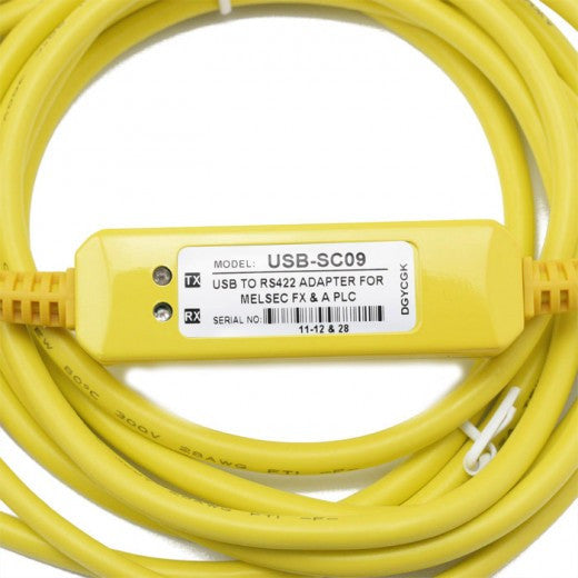 [Discontinued] Programming Cable USB to RS422 Adapter for Melsec FX & PLC Mitsubishi USB-SC09 Yellow