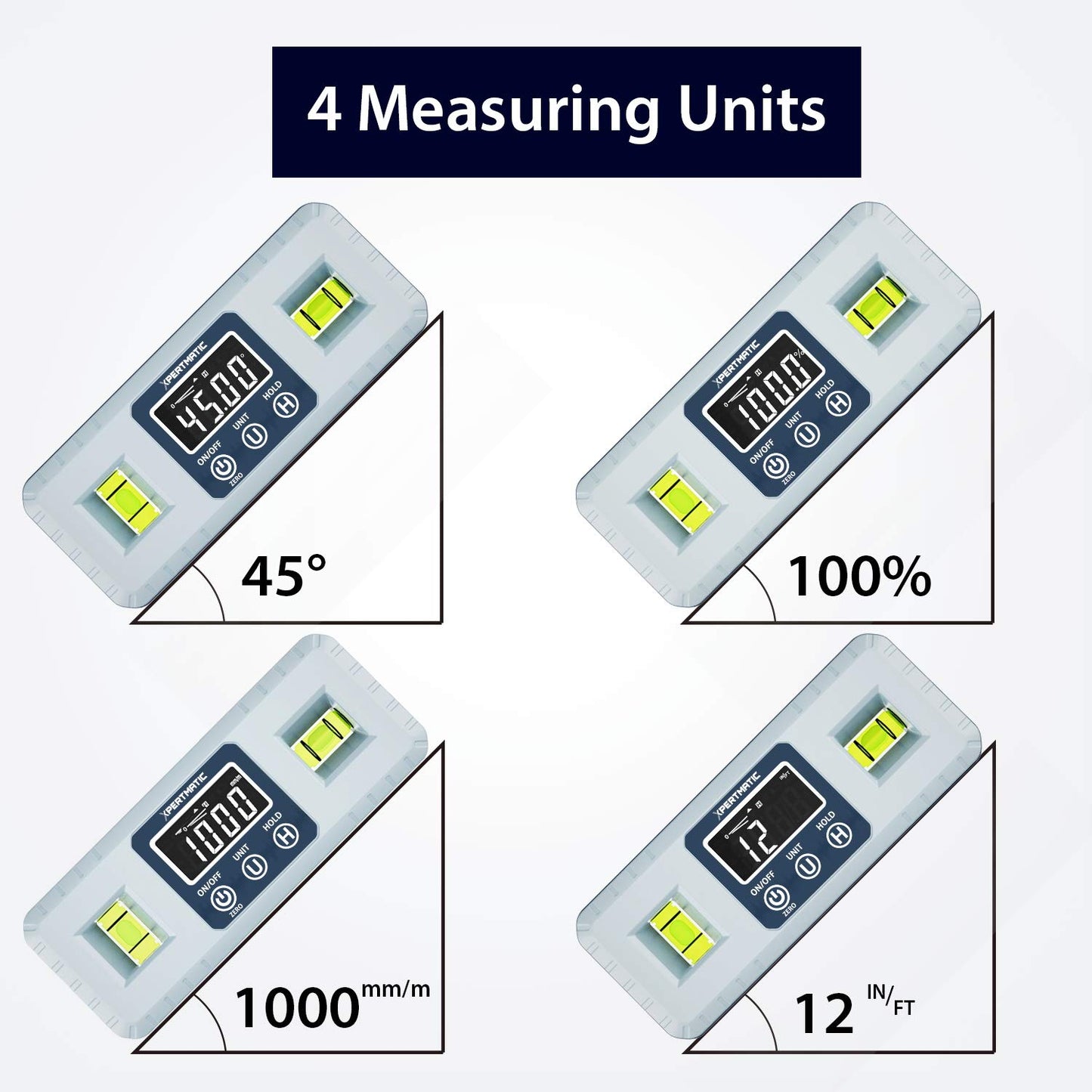 [Discontinued] XpertMatic Accurate DL1909 Digital Angle Gauge Magnetic VA Display with Level Vials