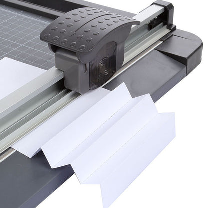 [Discontinued] Jielisi B4 Wood Rotary Guillotine Ruler Paper Cutter Trimmer White-Black