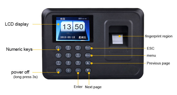 New N-A6 Biometric Fingerprint Time Attendance Clock, USB Communication