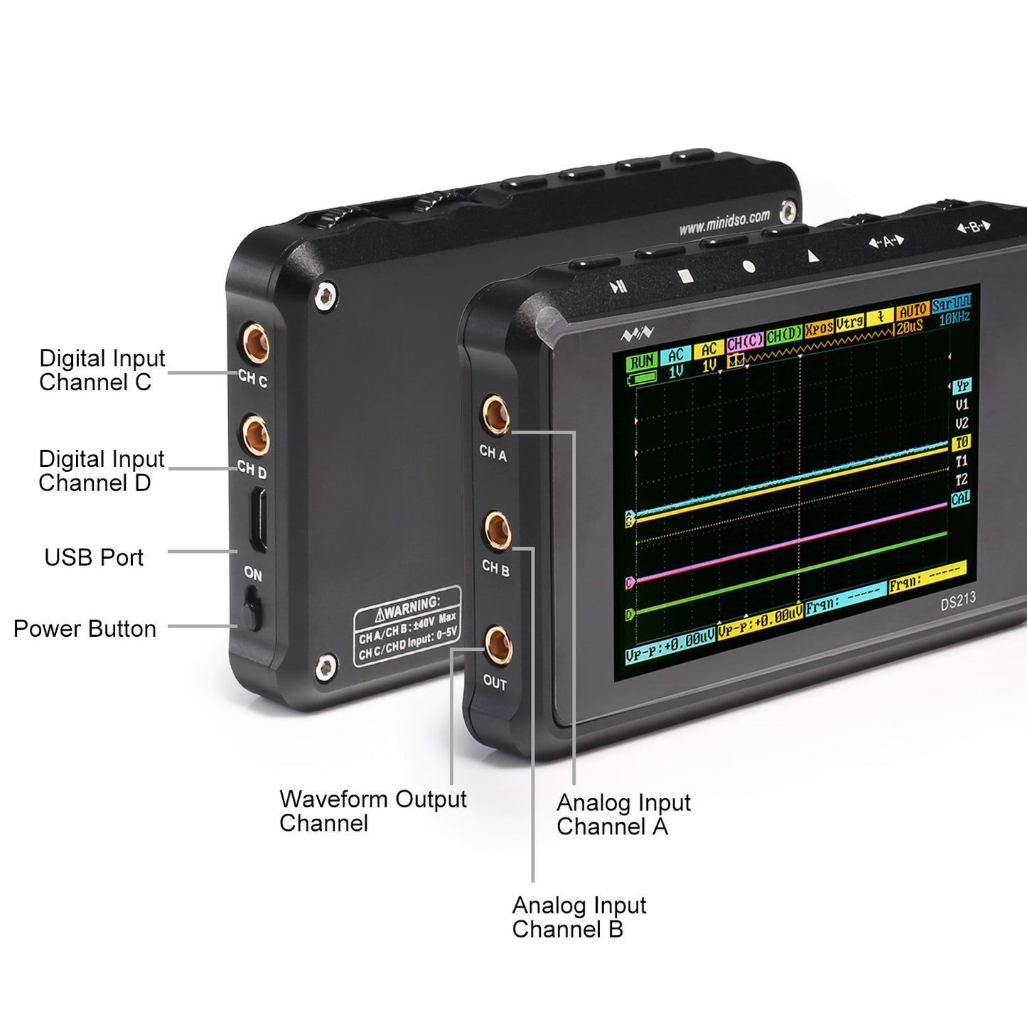 [Hide] DSO213 4-Channels Handheld Mini Digital Oscilloscope