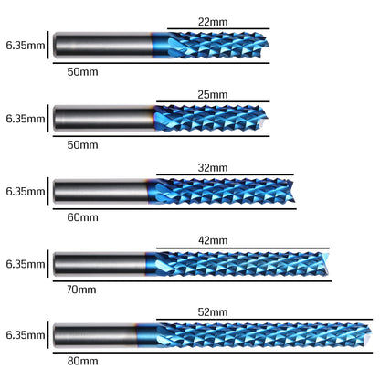 CS05A, 1/4" Shank & Cutting, Corn Cob Milling Cutter, 5Pcs End Mill Set