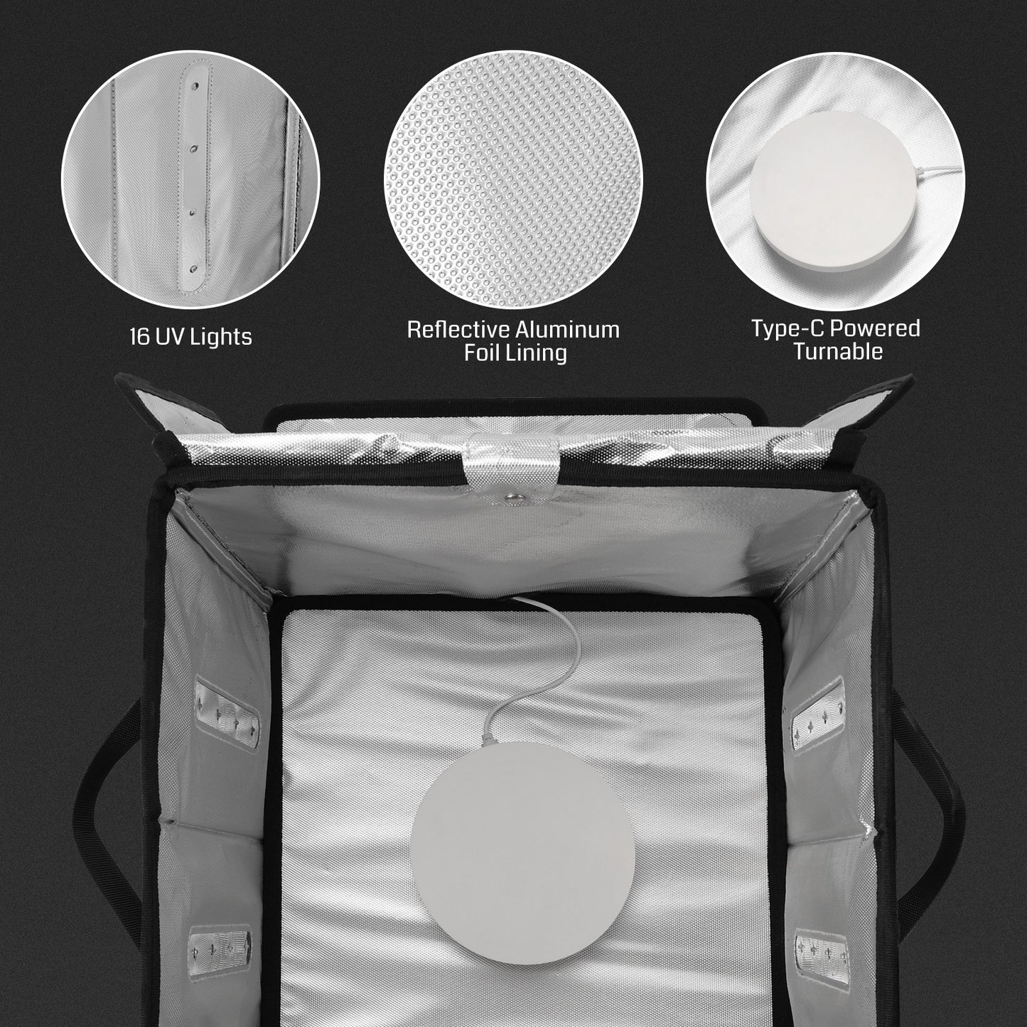 Resin UV Curing Box for LCD SLA 3D Printing, 13.3” Large Size with Turntable