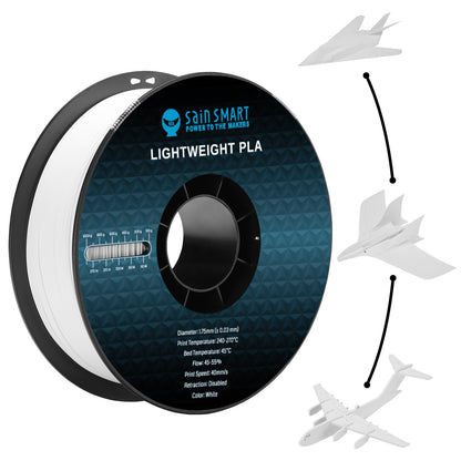 LW-PLA Filament, 1.75mm, Black & White, 1KG, Lightweight Low-Density Active Foaming for 3D Print RC Planes Drone Parts