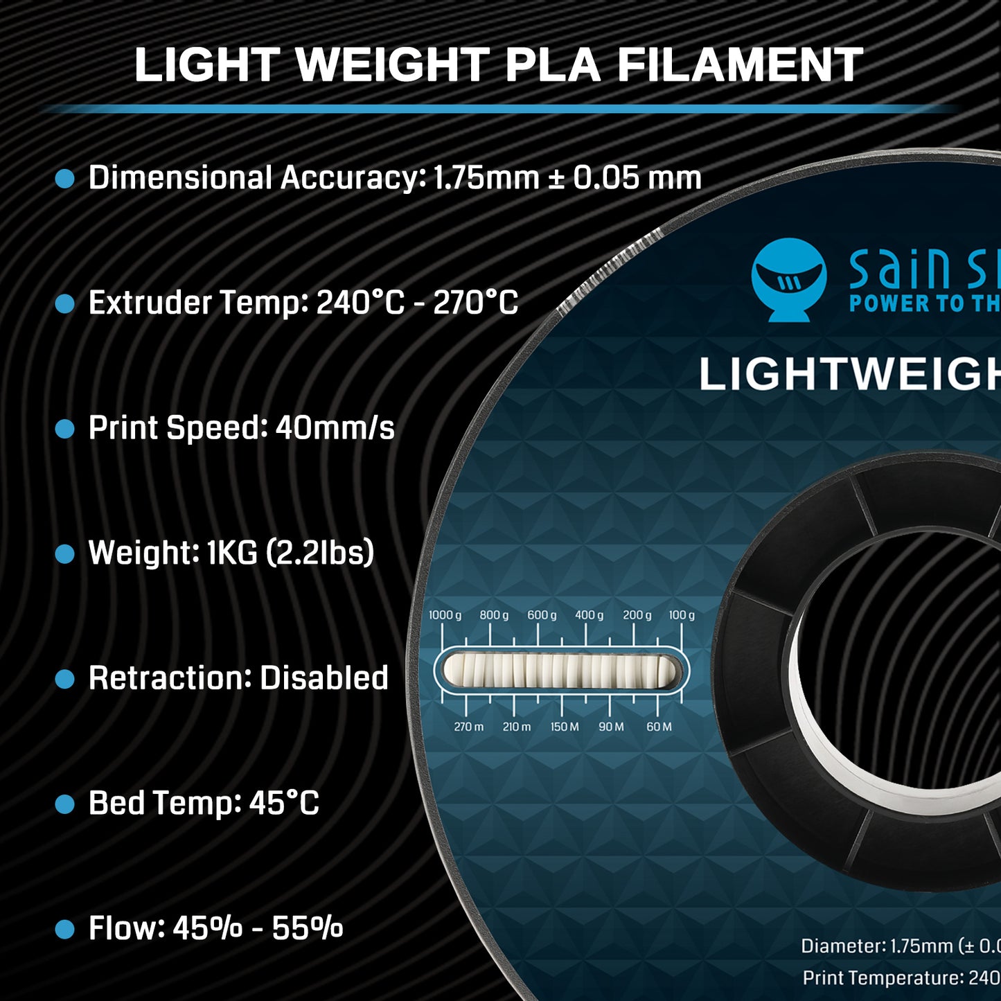 LW-PLA Filament, 1.75mm, Black & White, 1KG, Lightweight Low-Density Active Foaming for 3D Print RC Planes Drone Parts