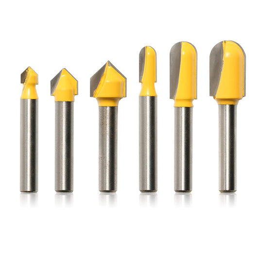 [Discontinued] VR06A, V-Groove & Round Nose, 1/4'', 3/8'', 1/2'' Shank, 6Pcs Router Bit Set