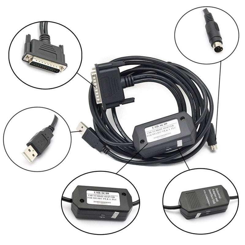 [Discontinued] Programming Cable USB to RS422 Adapter for Melsec FX & PLC Mitsubishi USB-SC09