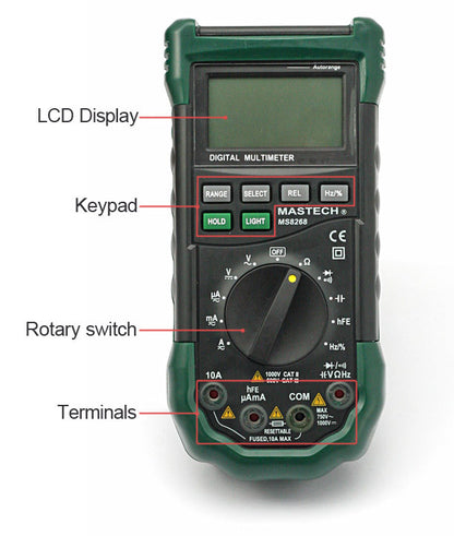 [Discontinued] Mastech MS8268 LCD Auto Digital Electrical Multimeter AC DC Ohm VOLT Meter