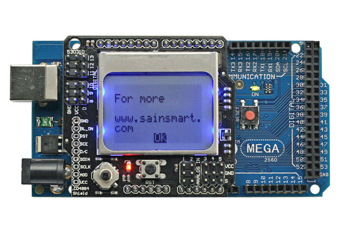 [Discontinued] SainSmart Mega2560+LCD 4884 Shield For Arduino AVR ATMEGA ATMEL ATMEGA2560 MCU